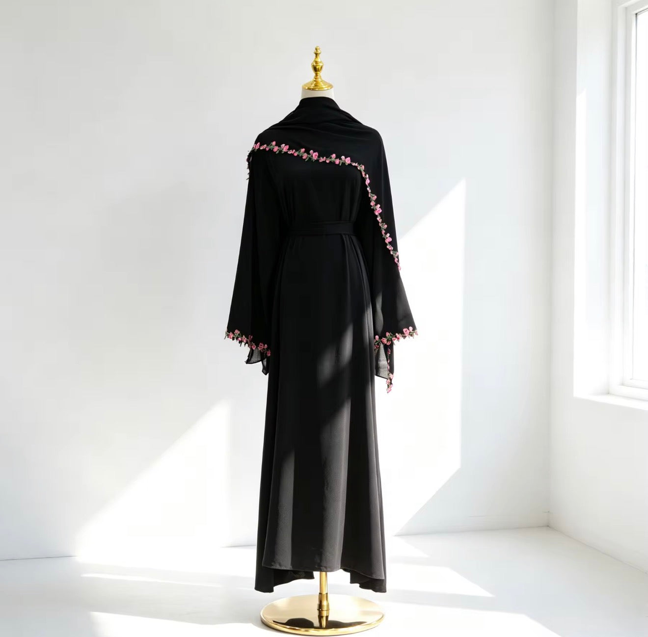 Layali Floral Elegance Abaya with Matching Hijab