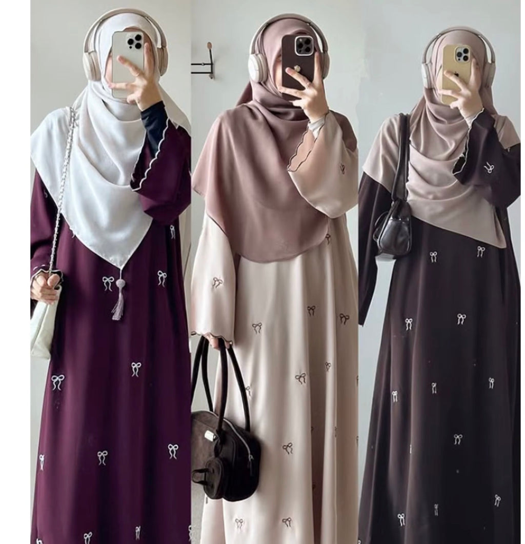 Layali Premium Embroidered Bow Abaya