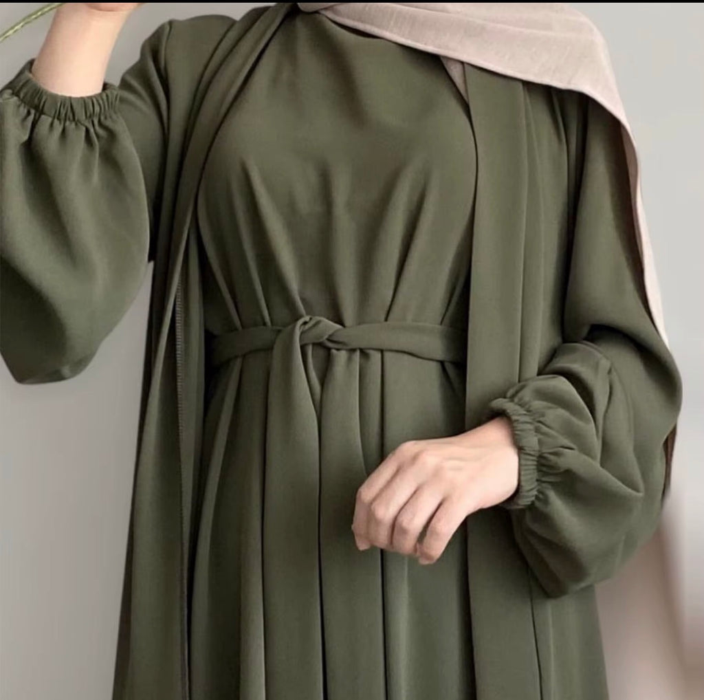 Layali Luxe 3-Piece Jazz Fabric Abaya Set with Matching Hijab
