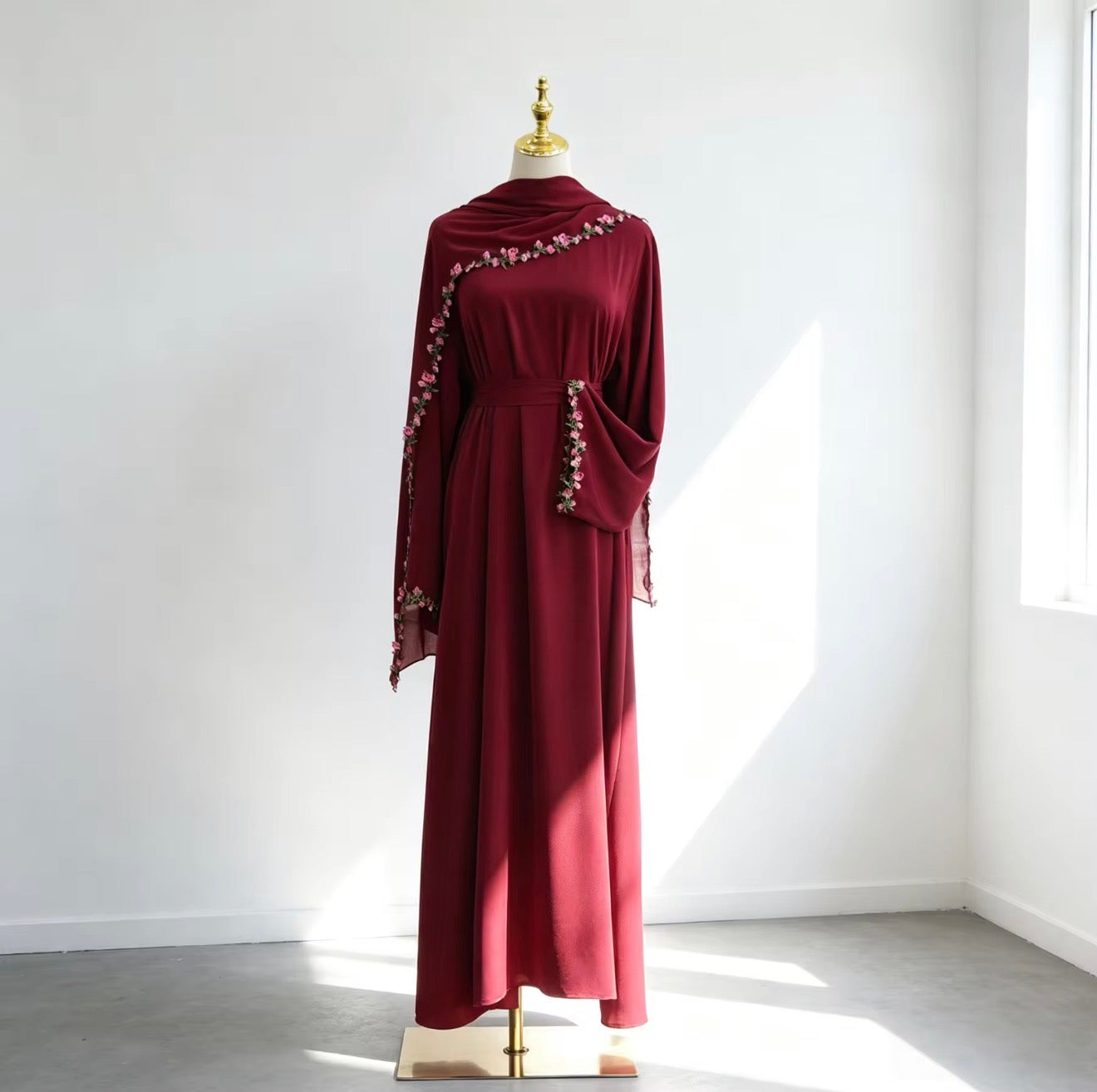 Layali Floral Elegance Abaya with Matching Hijab
