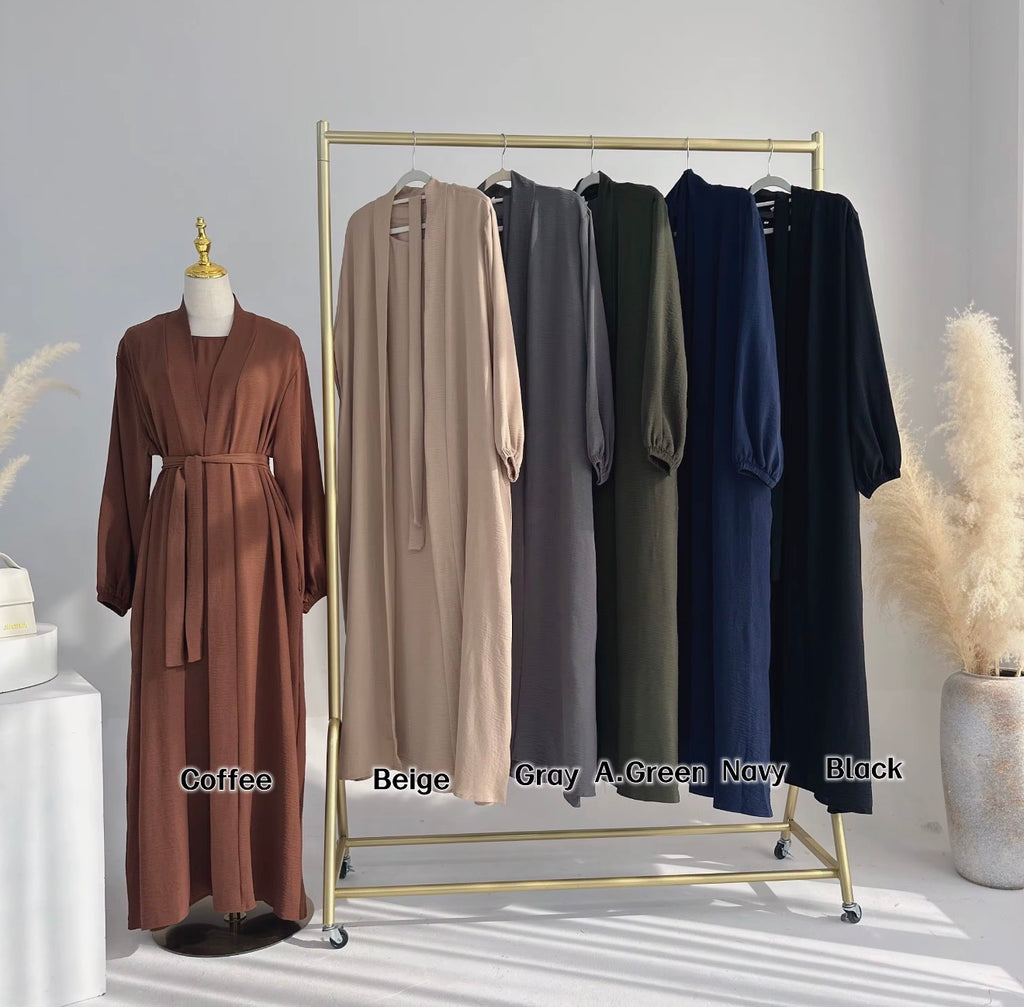 Layali Luxe 3-Piece Jazz Fabric Abaya Set with Matching Hijab