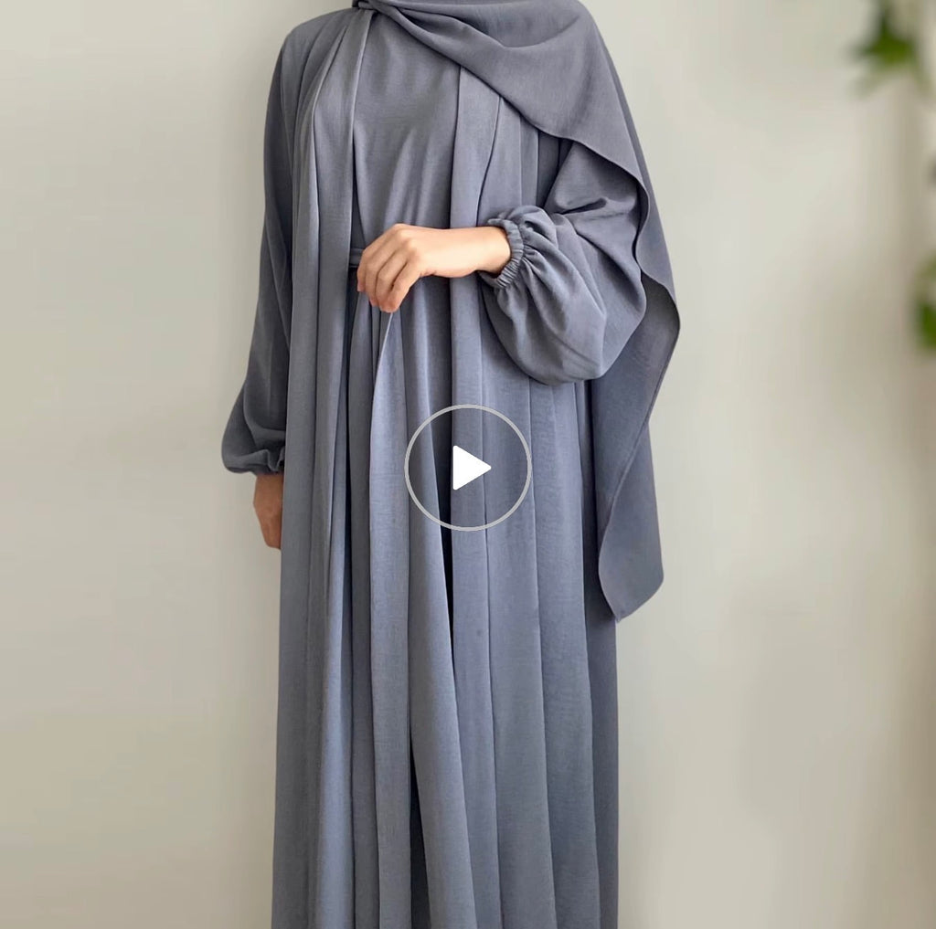 Layali Luxe 3-Piece Jazz Fabric Abaya Set with Matching Hijab