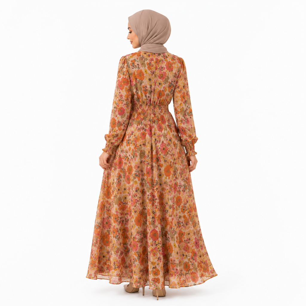 Pink Floral Modest Maxi Dress