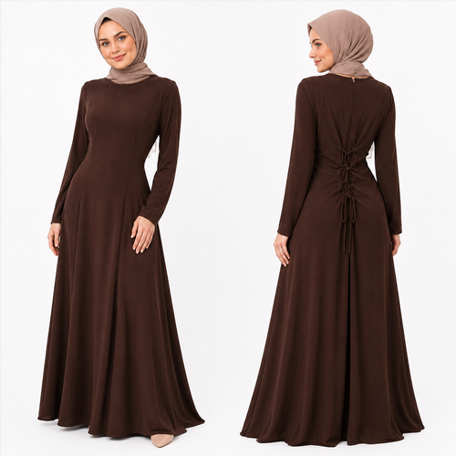 Elegant Modest Maxi Dress with Adjustable Back Tie