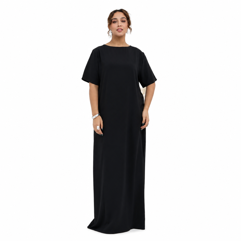 Layali Essential Nida Inner Maxi Dress – Modest Short Sleeve Slip Dress